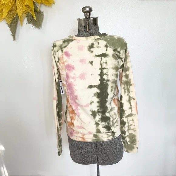 NWT XS Tie dye cream, orange, pink, and green crewneck sweatshirt - Picture 4 of 8